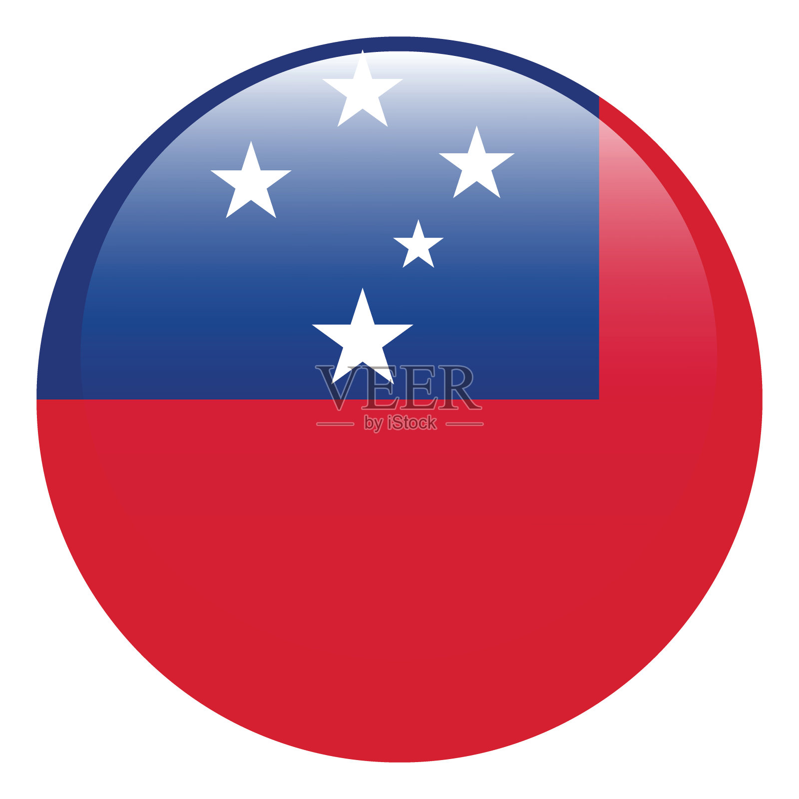 萨摩亚国旗。萨摩亚国旗。萨摩亚圆旗。国旗图标。标准颜色。圆形图标标志。电脑插图。数码插图。矢量插图。插画图片素材