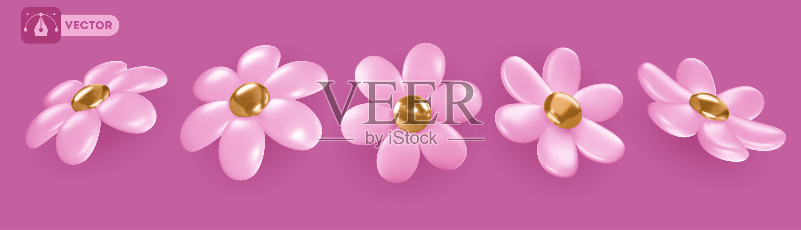 3D雏菊花套装插画图片素材