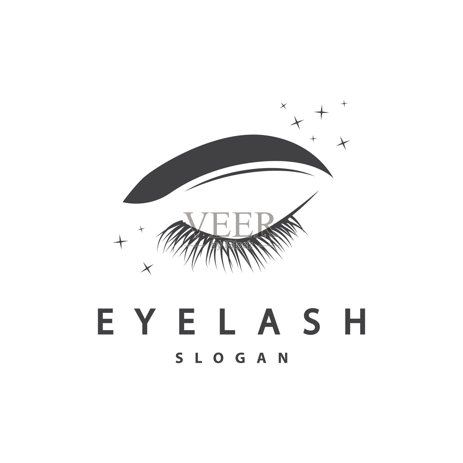 睫毛简单设计的女性护理美容企业品牌插图模板插画图片素材