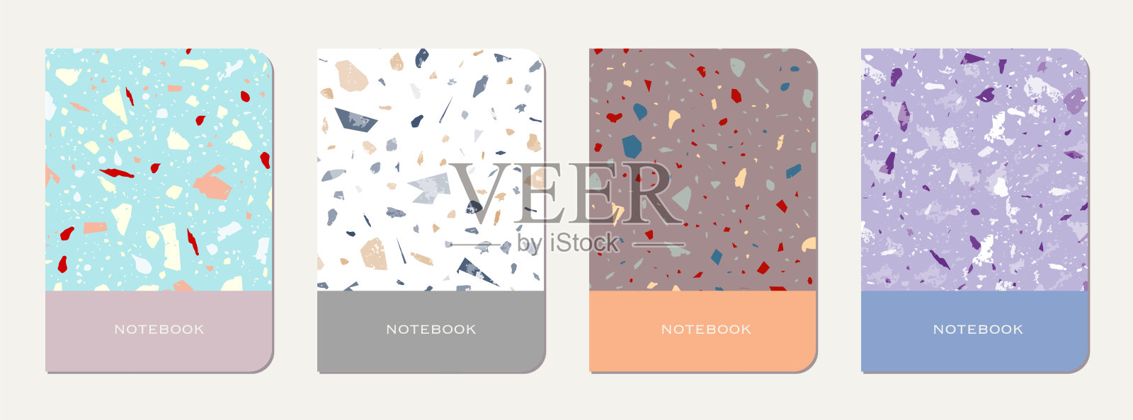 记事本封面设计。水磨石文摘插画图片素材