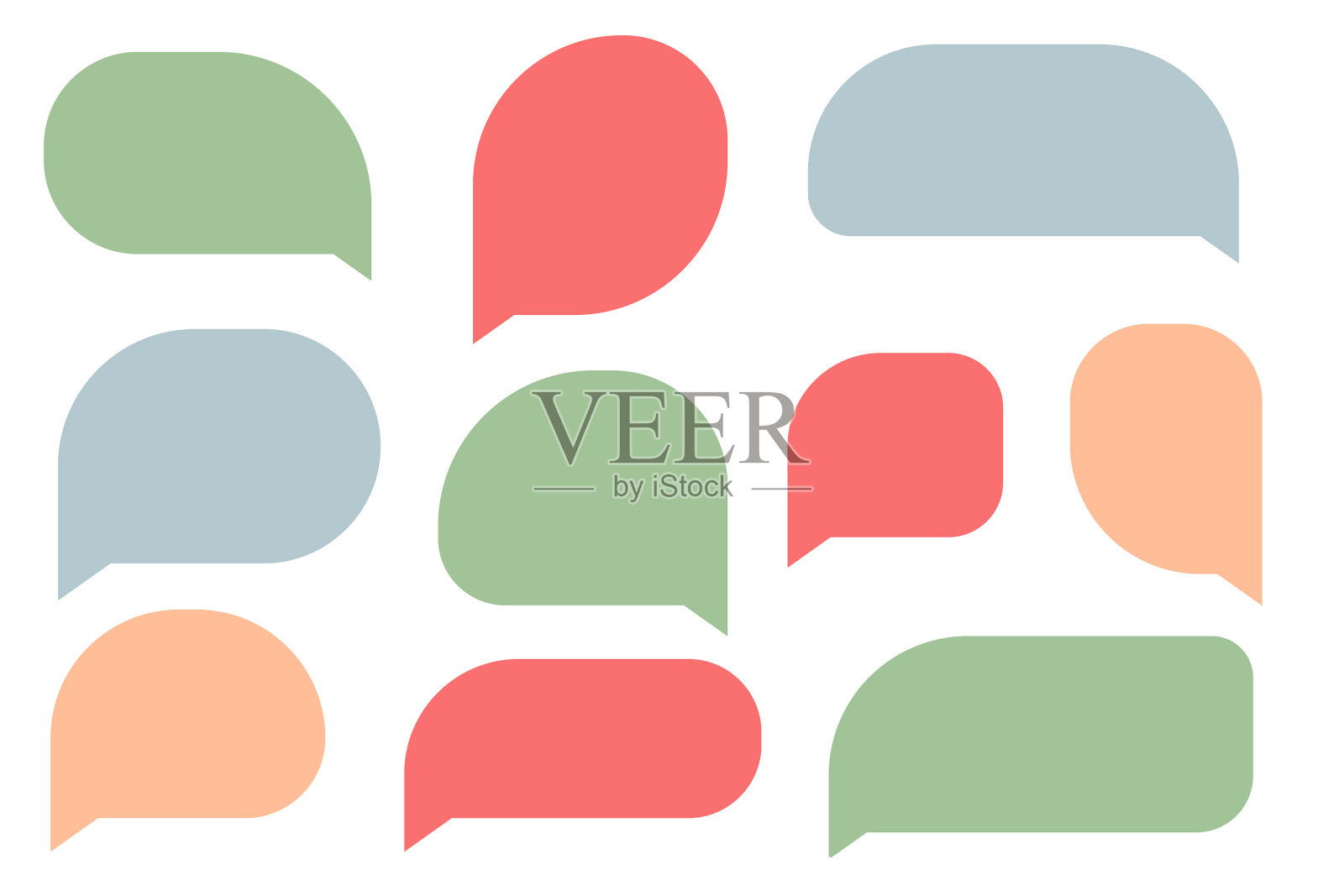 在白色背景上设置语音气泡。聊天框或聊天矢量广场和涂鸦消息或通信图标云说话漫画和最小的消息对话框插画图片素材