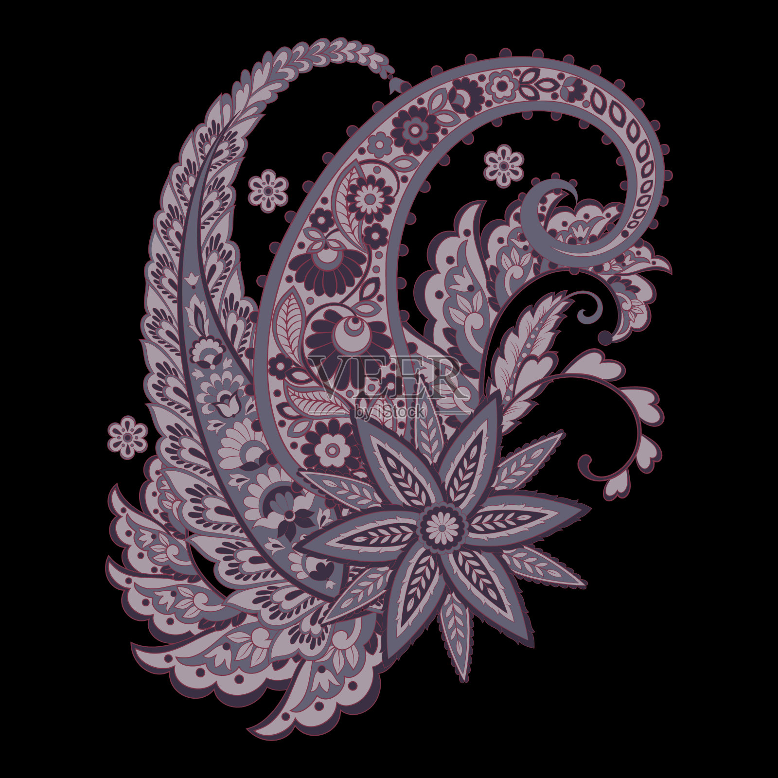 佩斯利矢量图案。花卉孤立亚洲插图插画图片素材