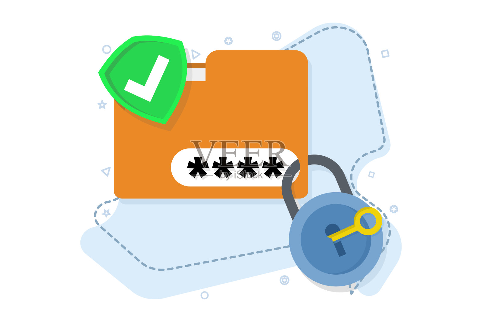 Pin码密码保护概念。个人数据保护、网络安全、防病毒、黑客和恶意软件的概念。对于着陆页，空白状态ui，信息图表，图标等。插画图片素材