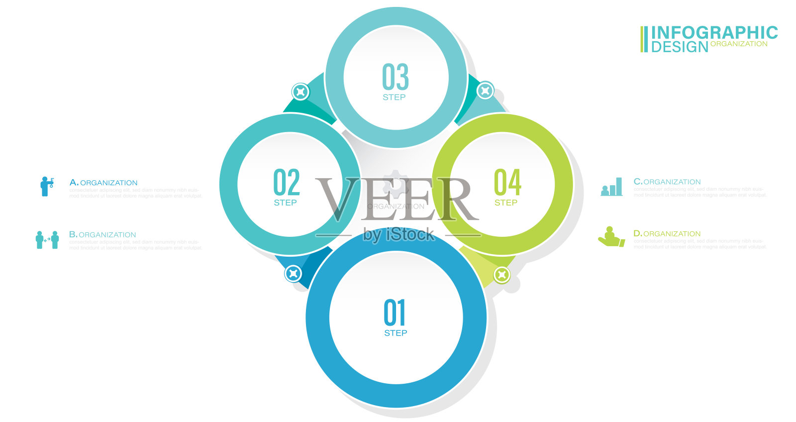 矢量圆图信息图形模板演示，广告，布局，年度报告。步骤,部分。股票插图圈，周期，信息图，图表，图表，图标插画图片素材