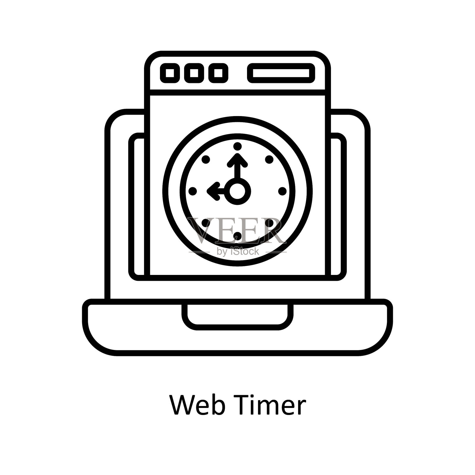 网络定时器矢量轮廓图标样式插图。白色背景上的设计和开发符号。EPS 10文件插画图片素材