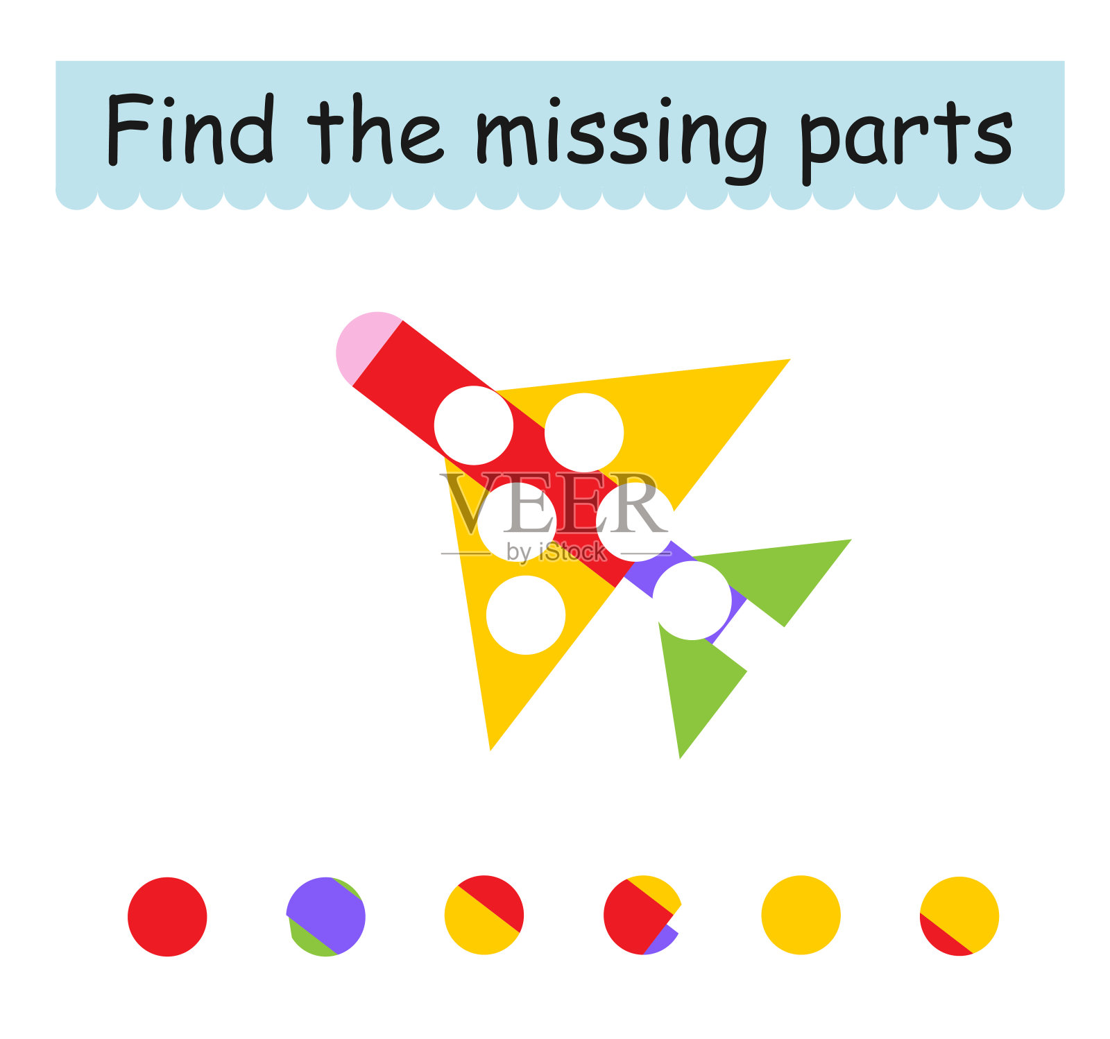 儿童游戏。可爱的卡通火箭。插画图片素材