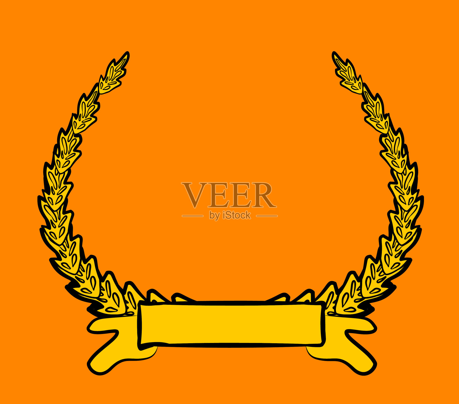 月桂花环印章插画图片素材