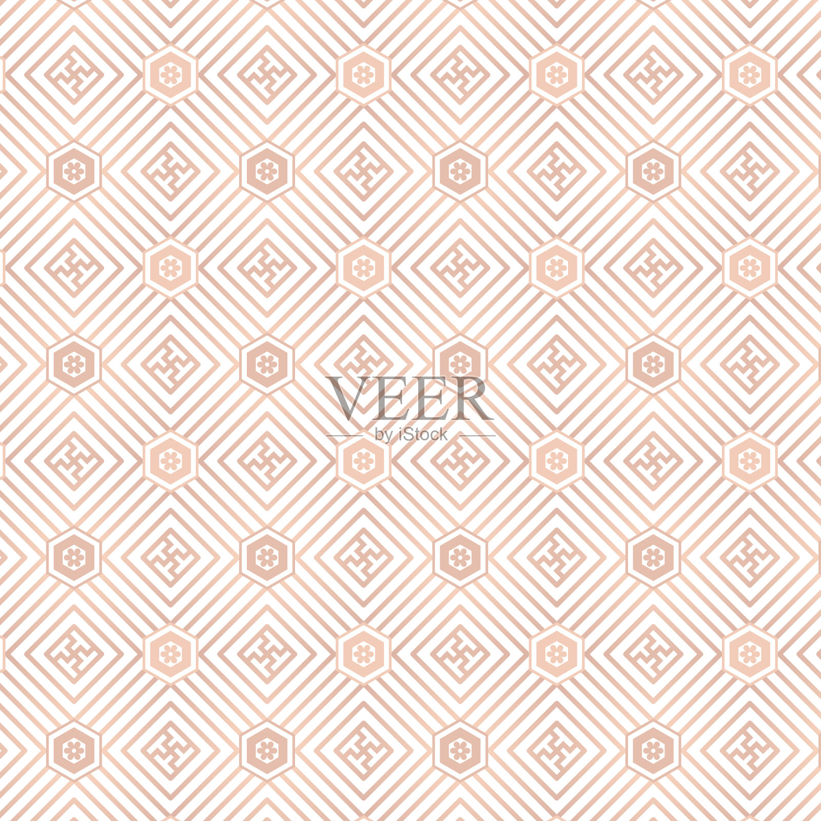 朝鲜族传统图案设计的几何形状插画图片素材