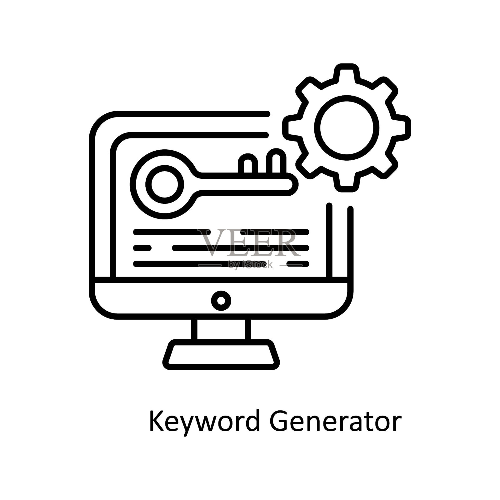 关键字生成器矢量轮廓图标样式插图。白色背景上的设计和开发符号。EPS 10文件插画图片素材