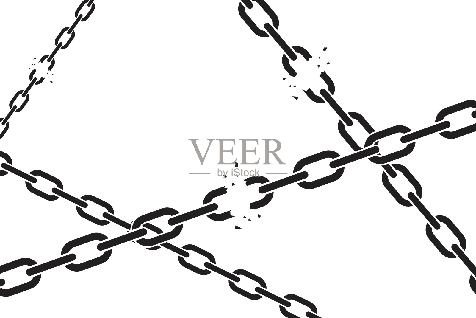 锁链被撕裂并向不同方向拉，自由和独立的概念。插画图片素材