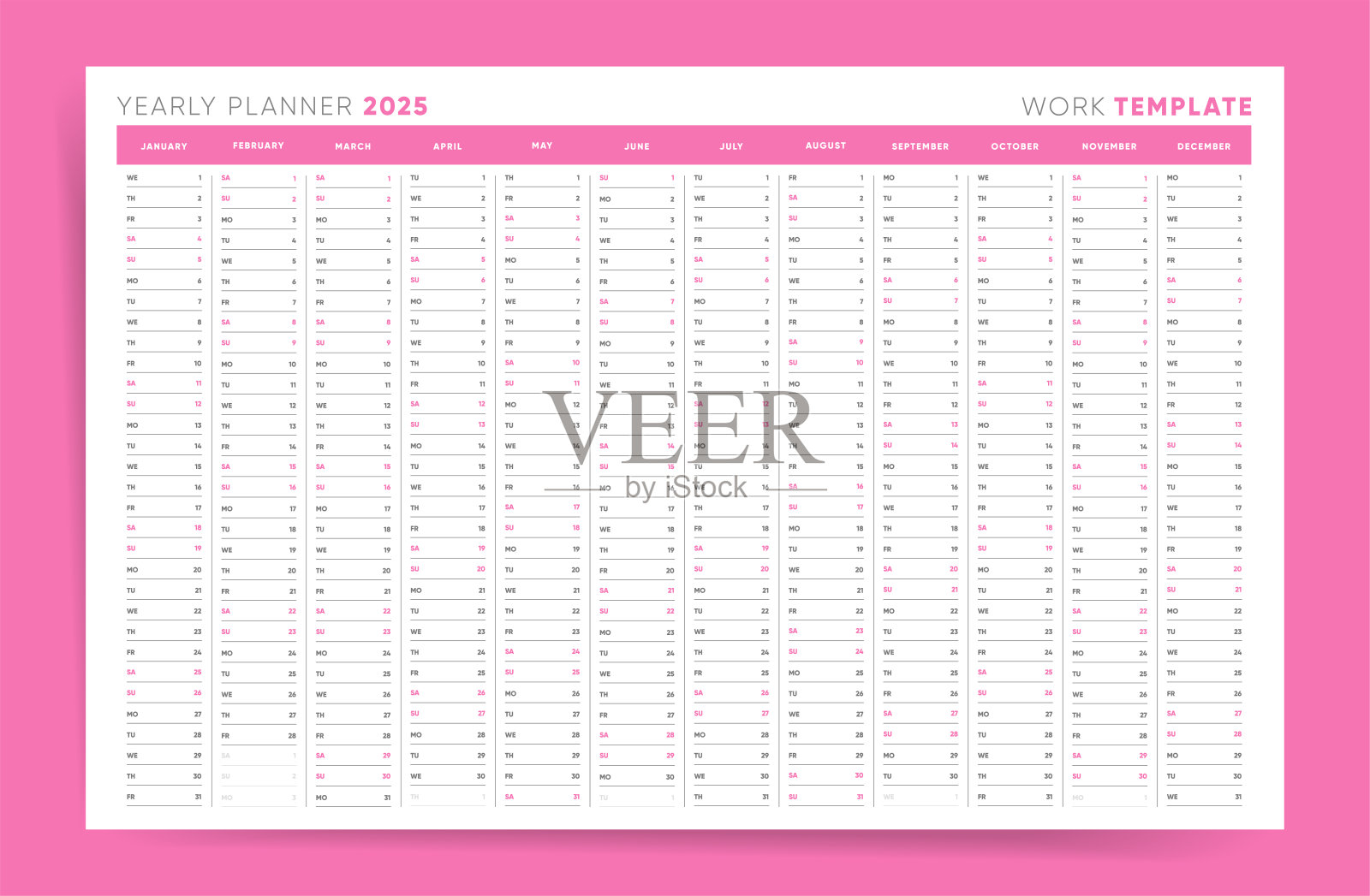 鲜艳多彩的2025年年度规划模板插画图片素材