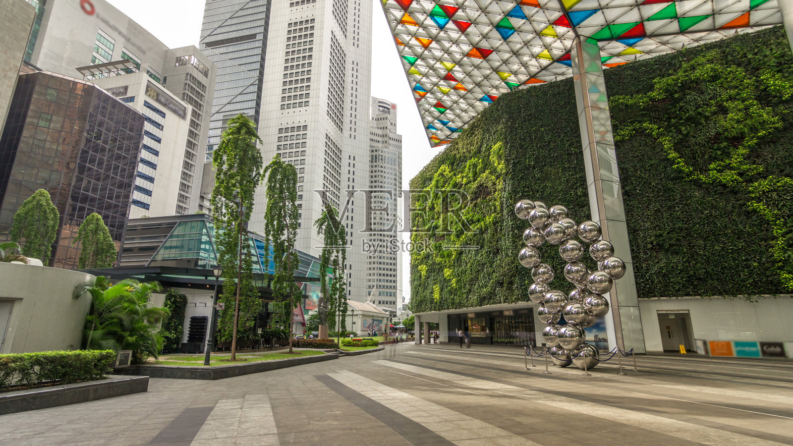 新加坡金融中心莱佛士广场的摩天大楼大楼延时超延时照片摄影图片