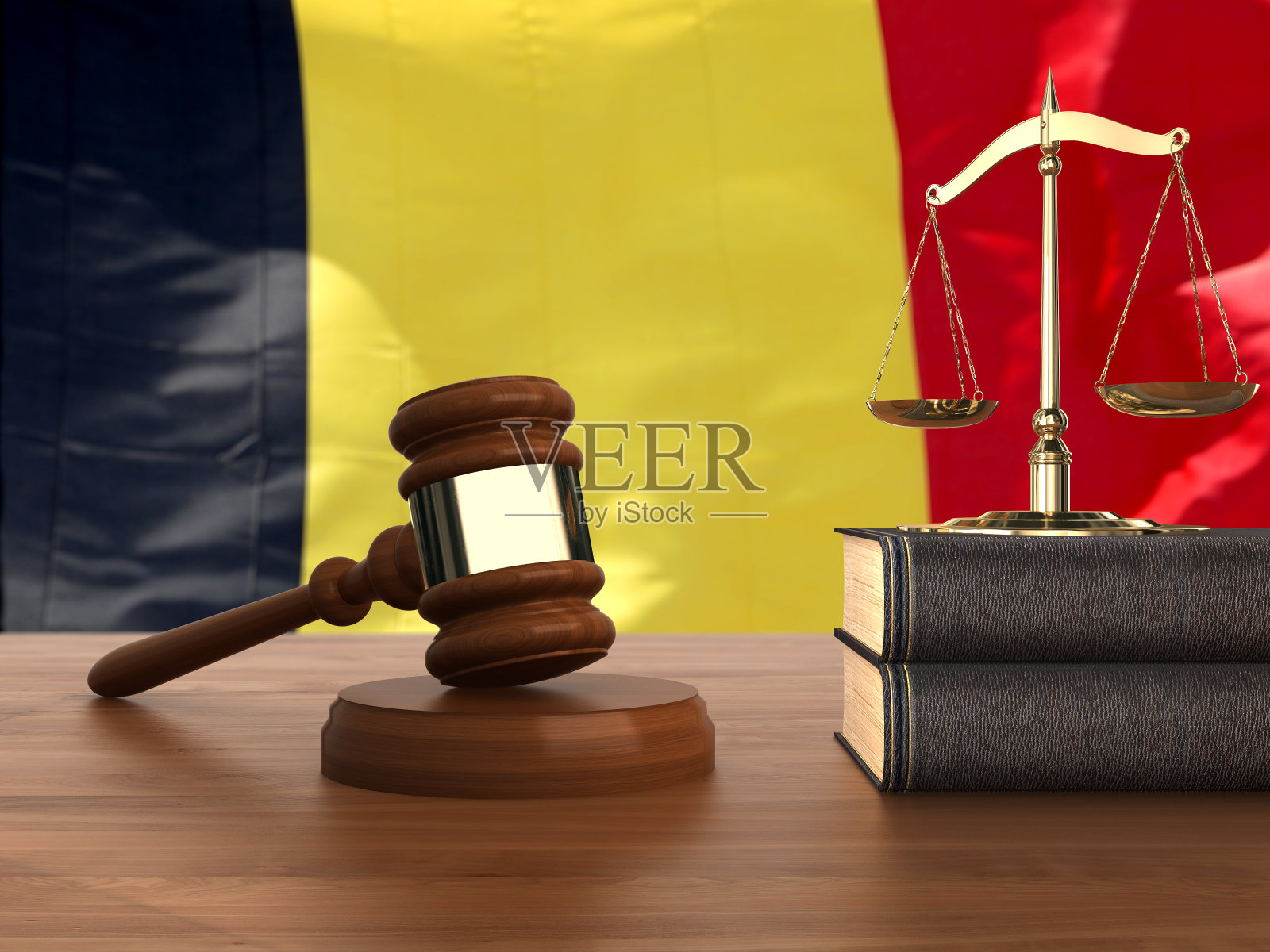 比利时国旗、法律 gavel、正义权威照片摄影图片