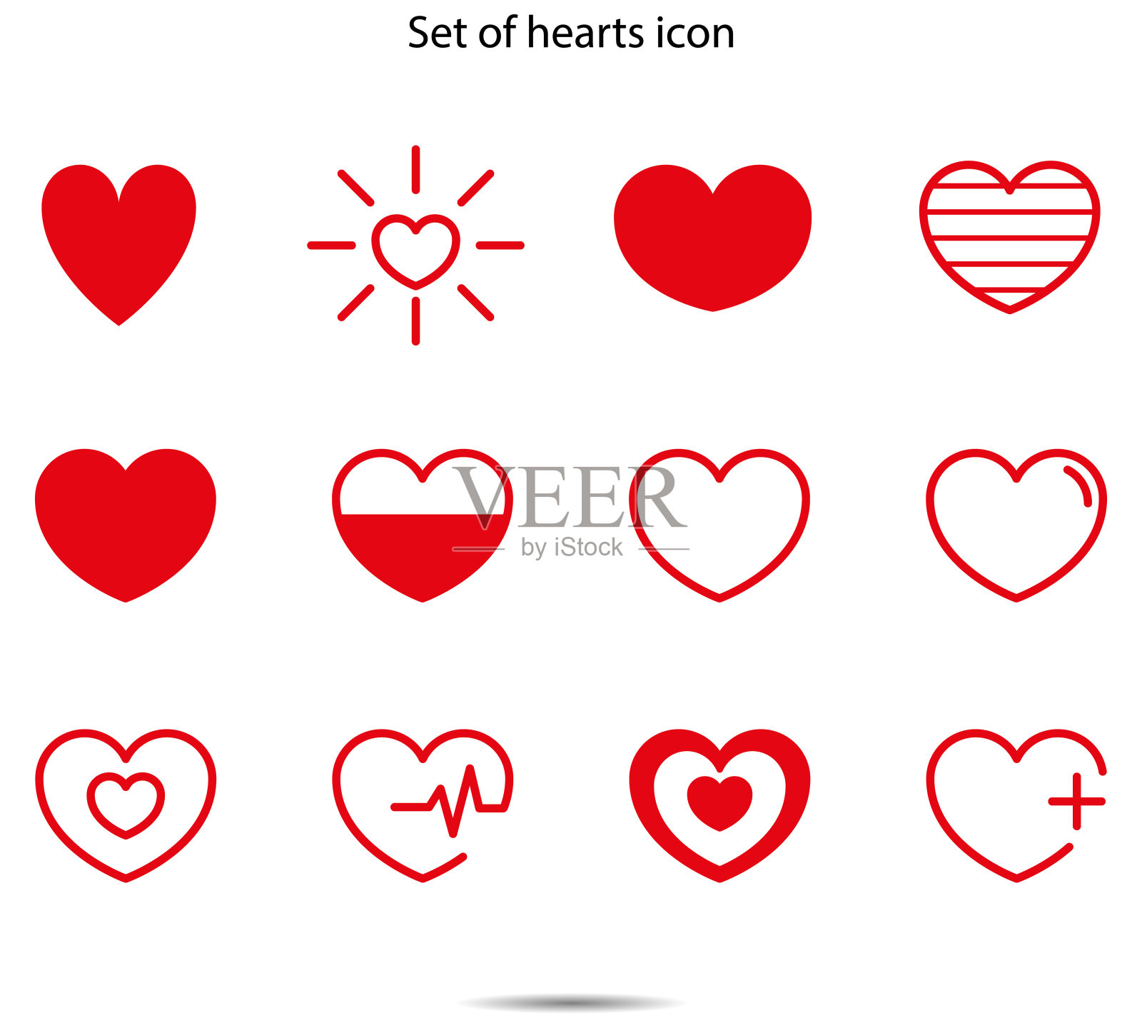 一组心脏图标矢量插图图形的背景插画图片素材