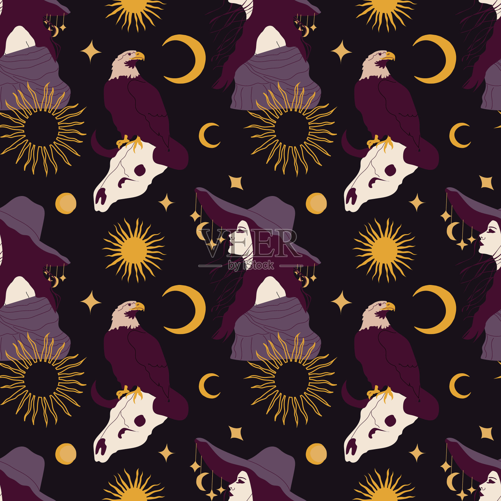 神秘的狂野西部背景。插画图片素材