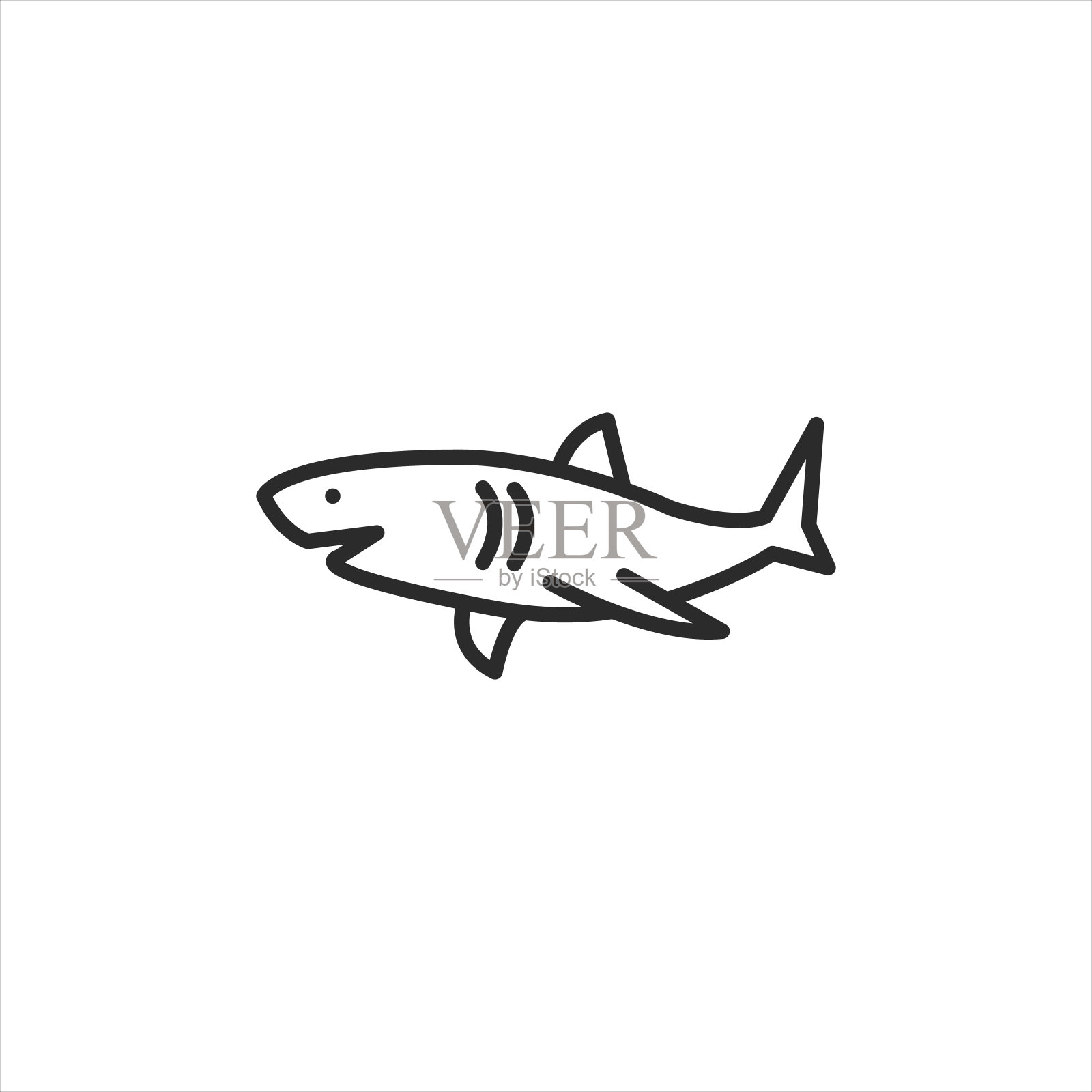 鲨鱼线图标插画图片素材