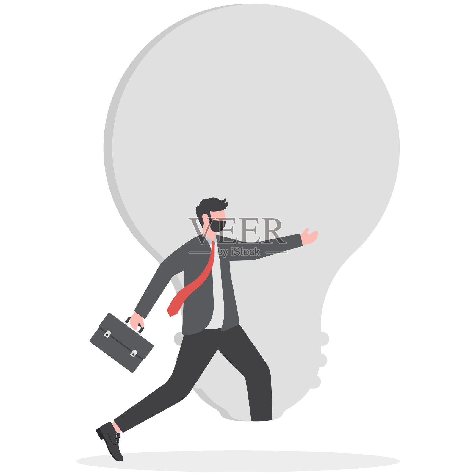 打开通往新知识的大门。商人走进灯泡门插画图片素材