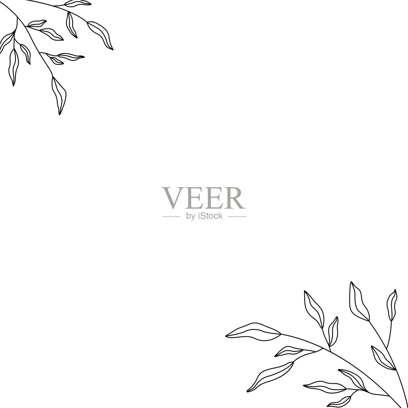 手绘花卉框架图标矢量设计。插画图片素材