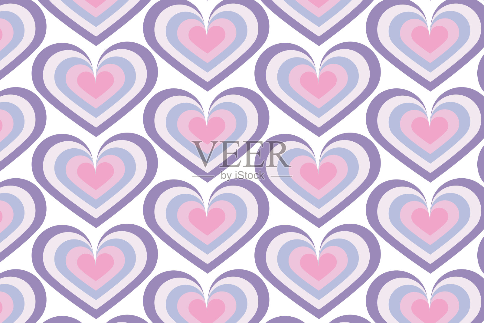 抽象矢量心无缝图案，矢量情人节图案，情人节背景，股票插图插画图片素材