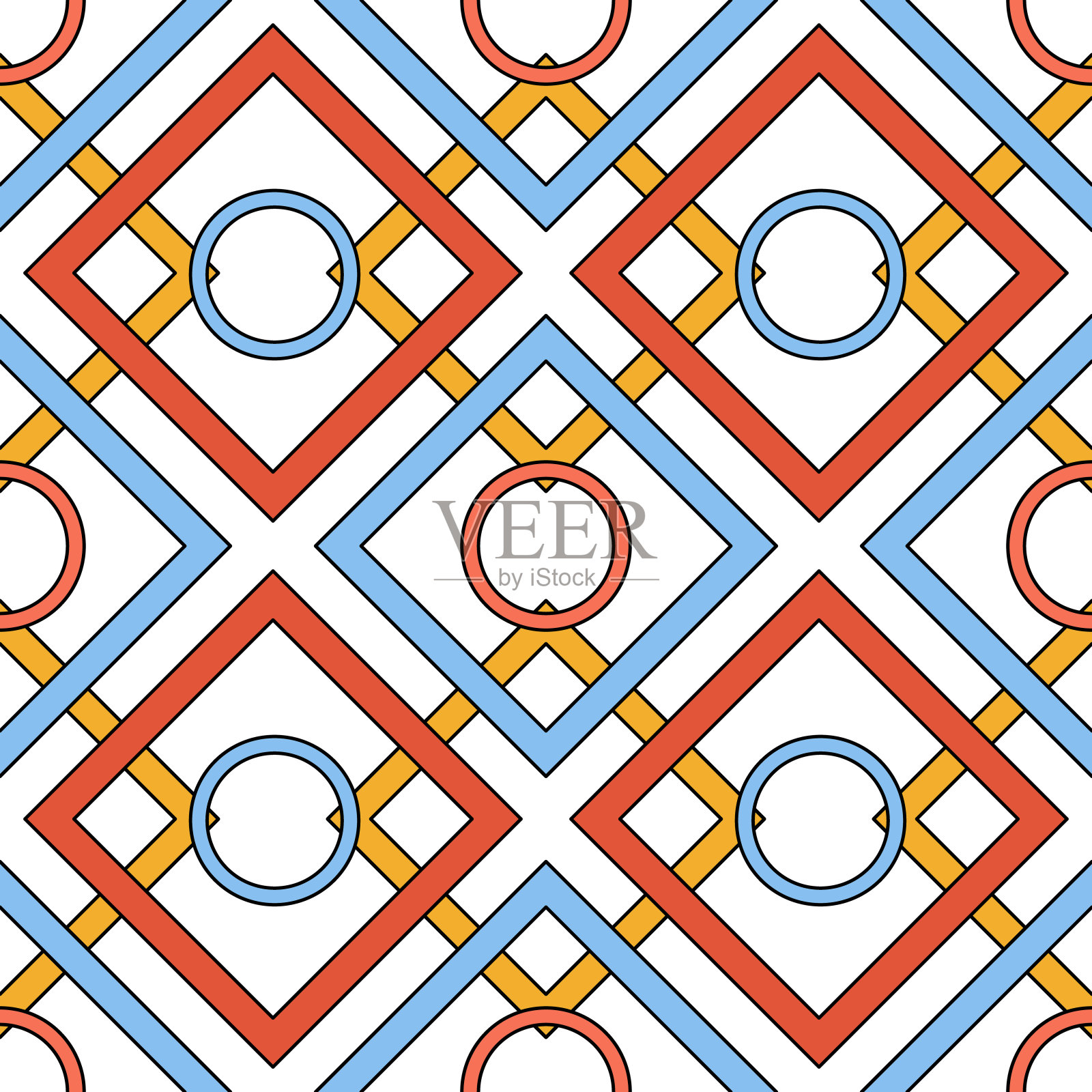 艺术装饰无缝图案。复古线条艺术纹理。时尚几何背景的矢量插图插画图片素材