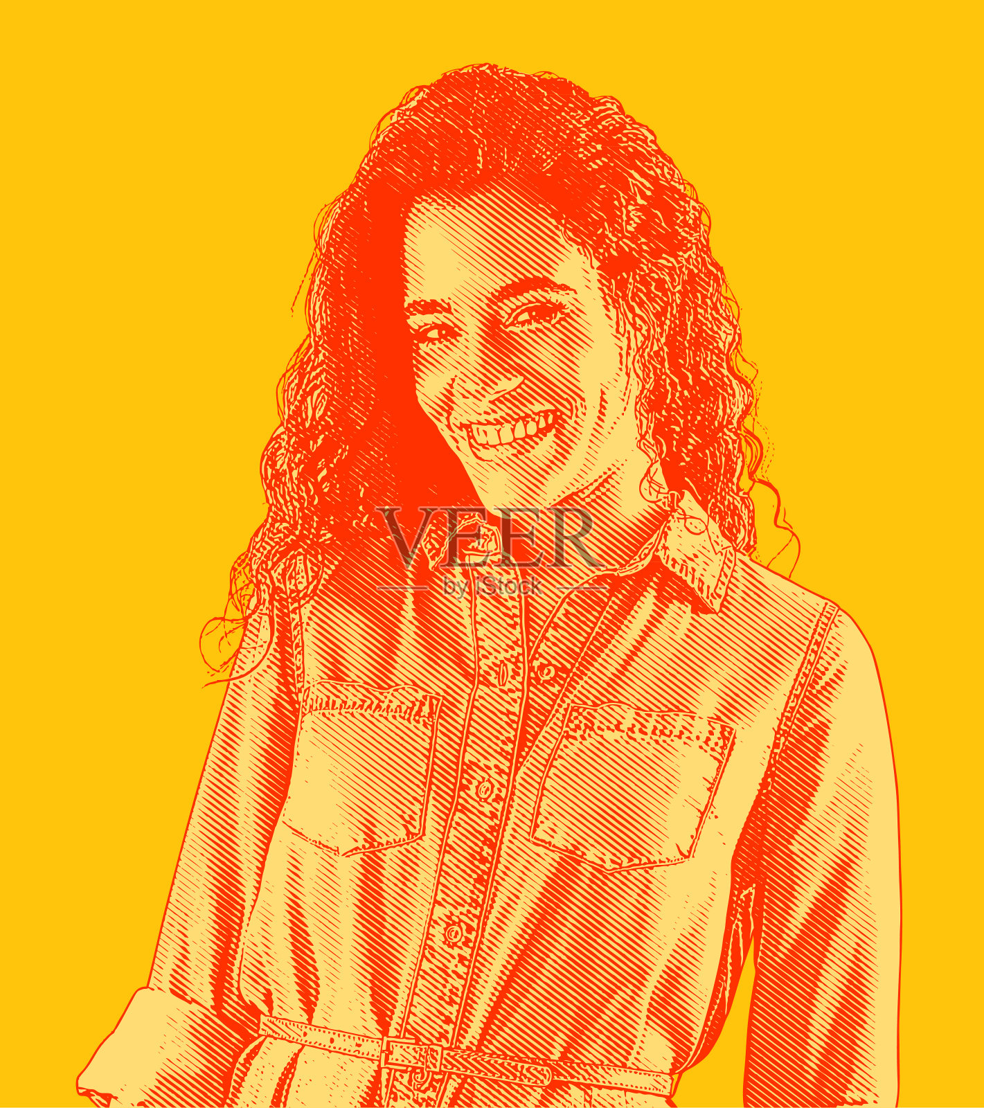 一位年轻的非裔美国女性插画图片素材