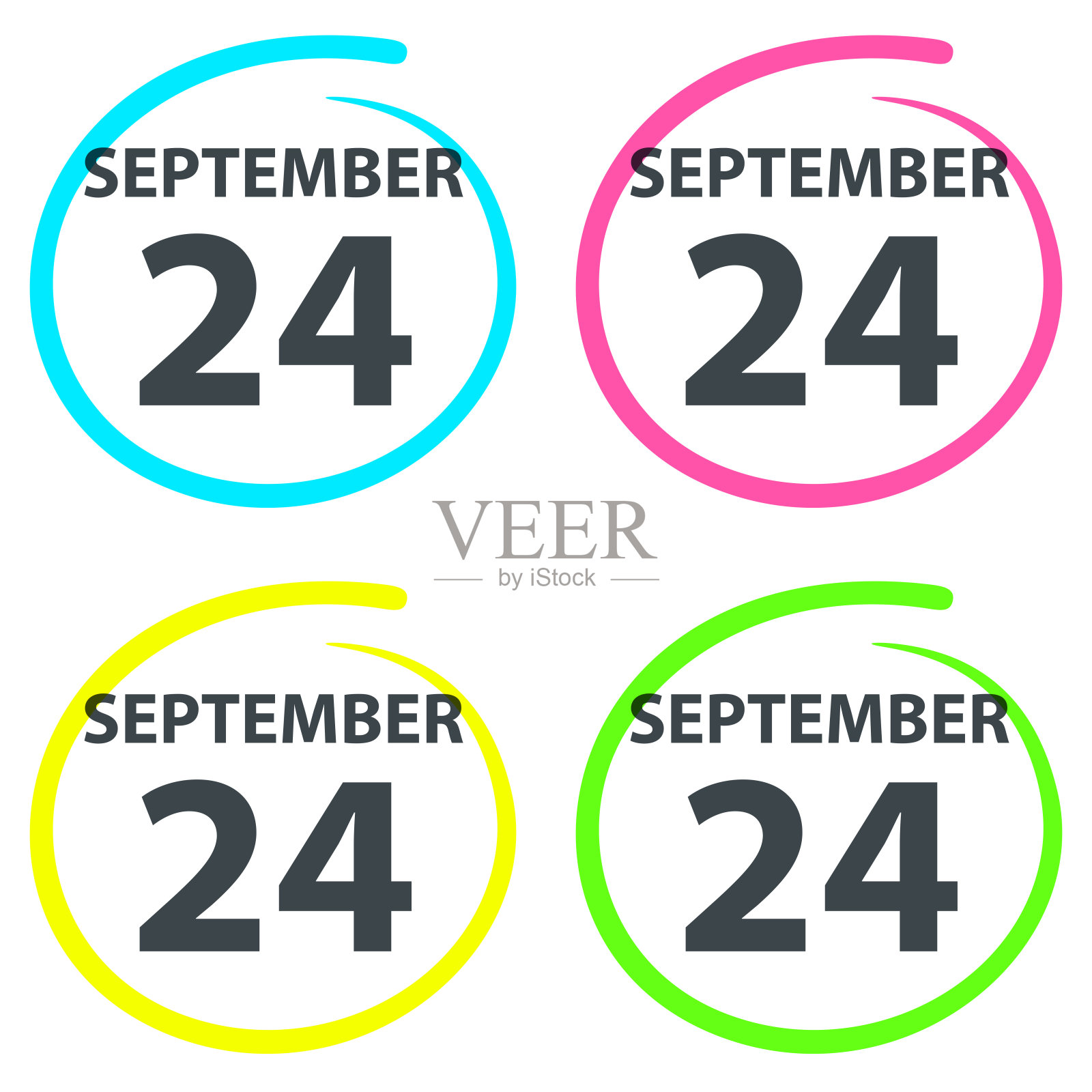 9月24日——日期在白色背景上圈出高亮部分插画图片素材