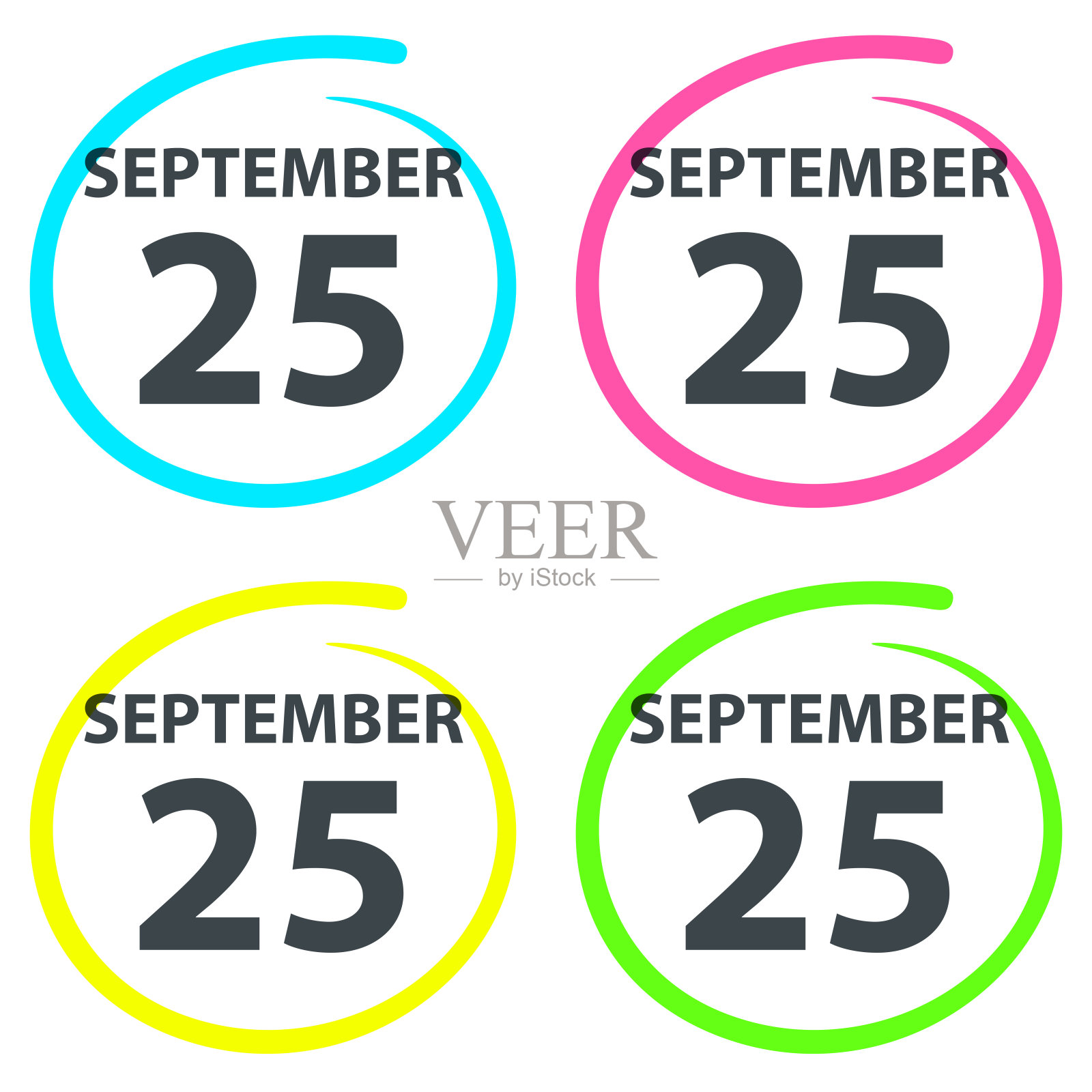 9月25日——日期在白色背景上圈出高亮部分插画图片素材