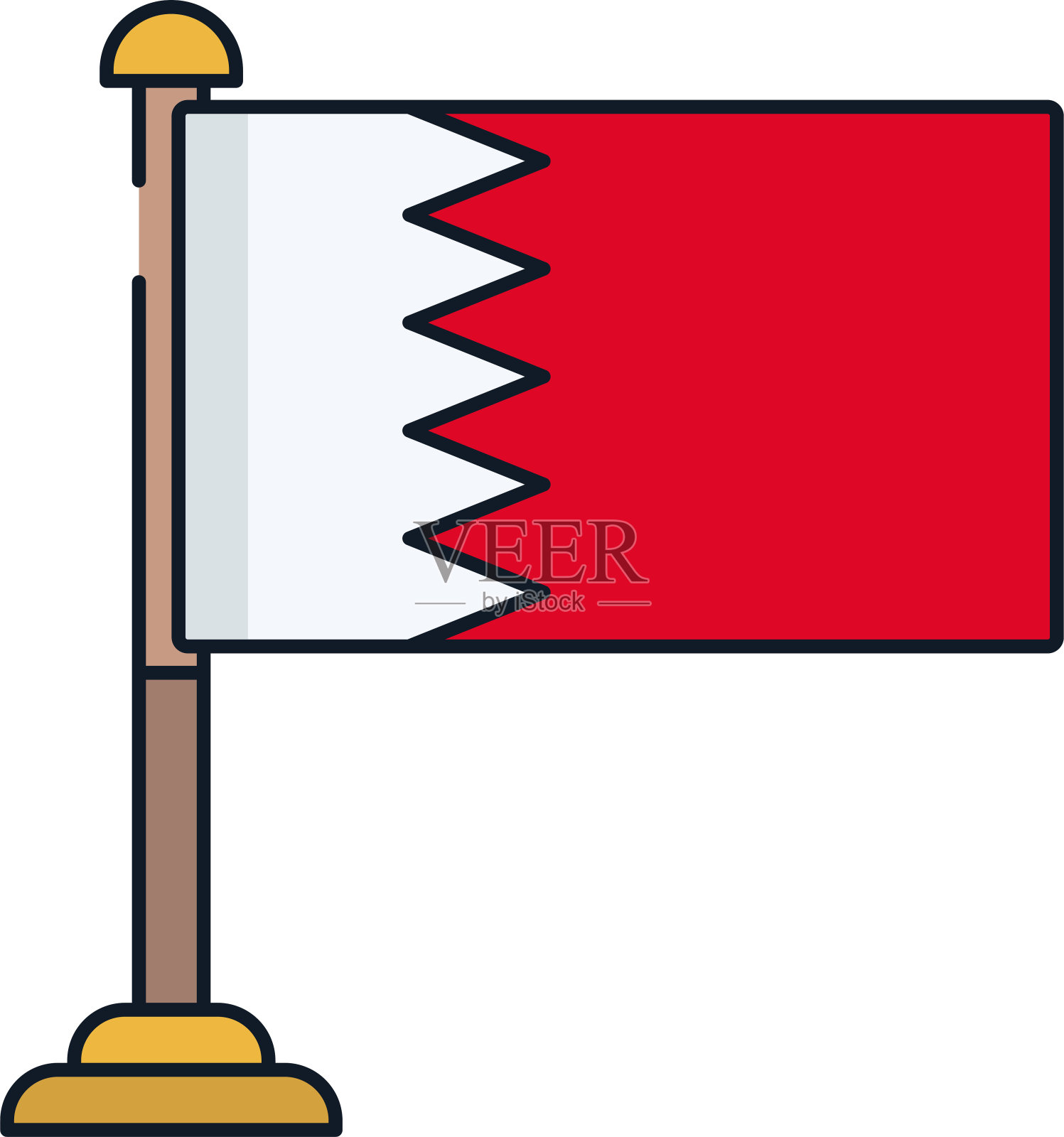 巴林国旗线性颜色矢量插图插画图片素材