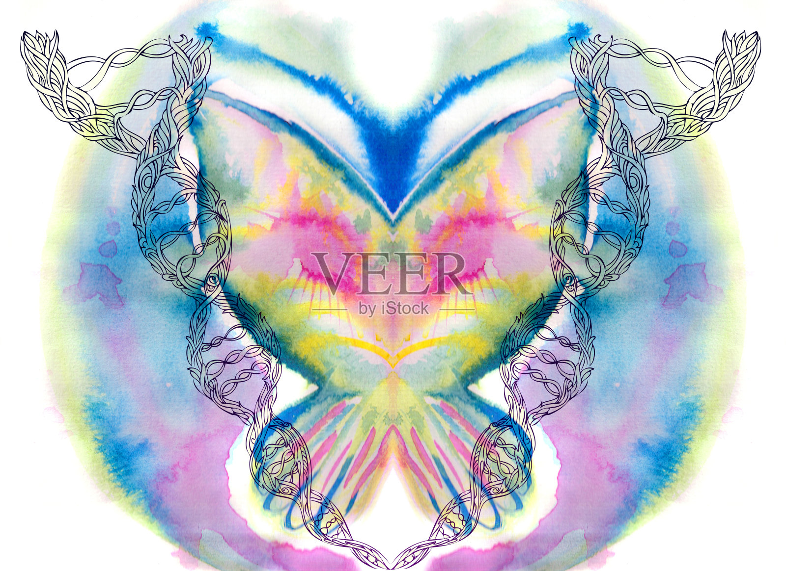 蝴蝶dna插画图片素材
