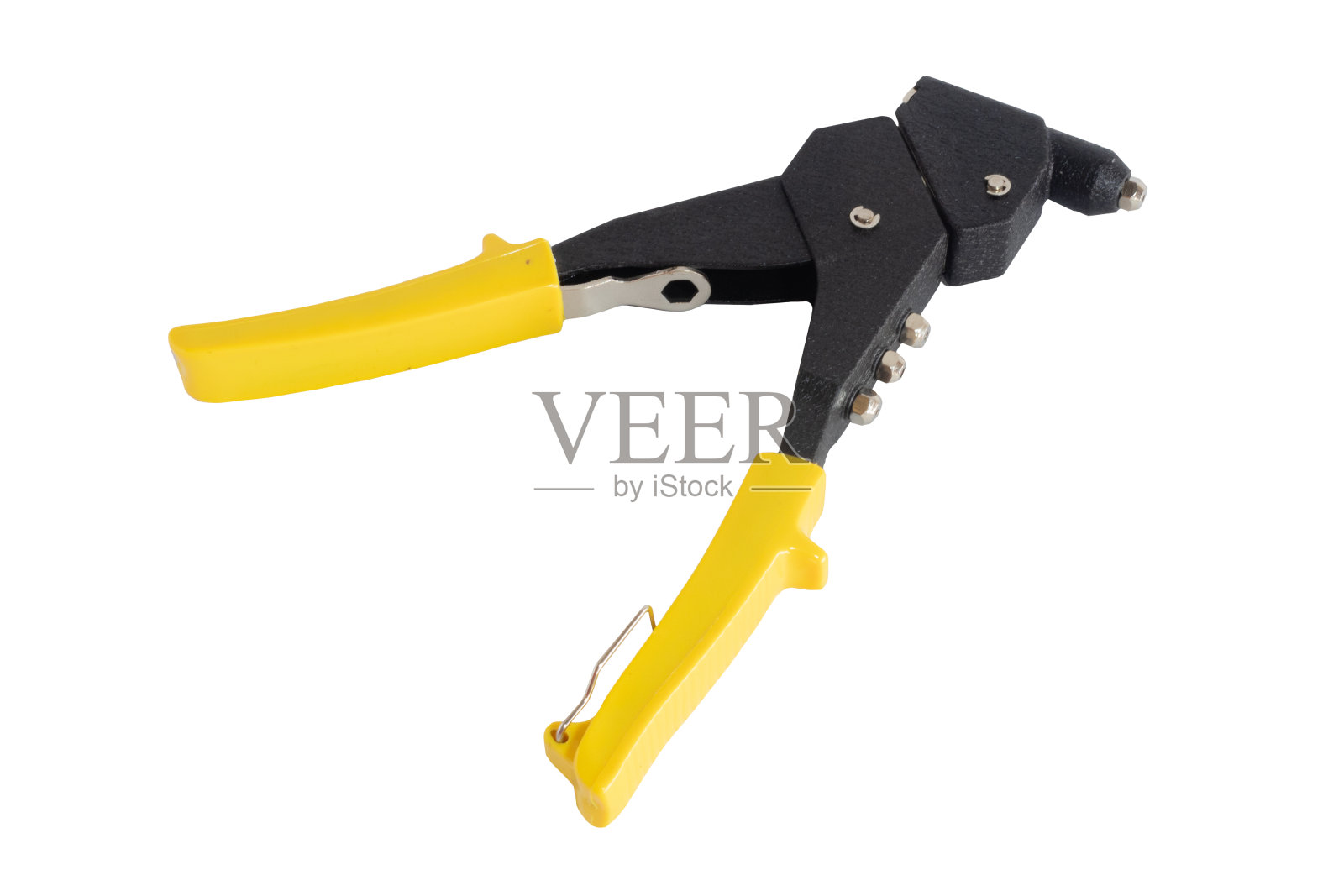 白色背景上的铆钉。工具盒。照片摄影图片