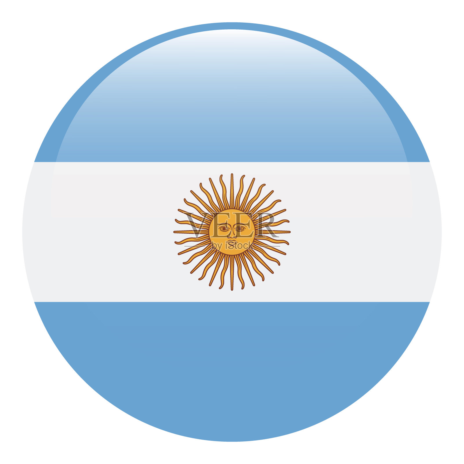 阿根廷国旗。阿根廷圆旗。国旗图标。插画图片素材