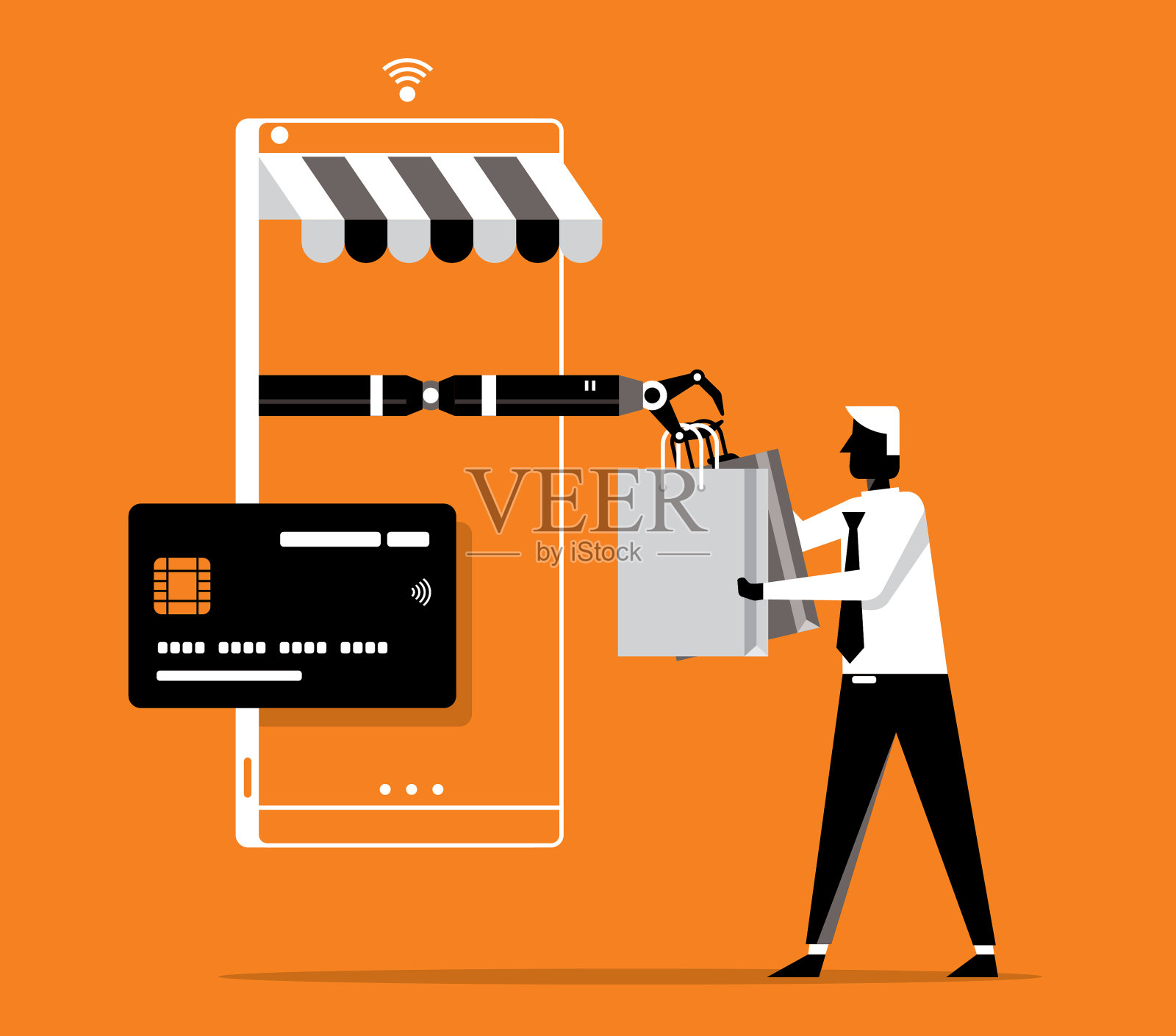 网上购物——信用卡插画图片素材