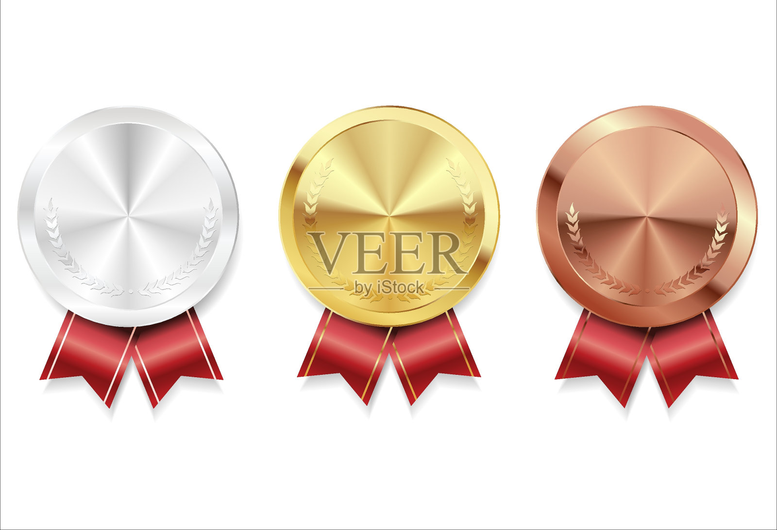 金、银和铜牌集合矢量插图插画图片素材