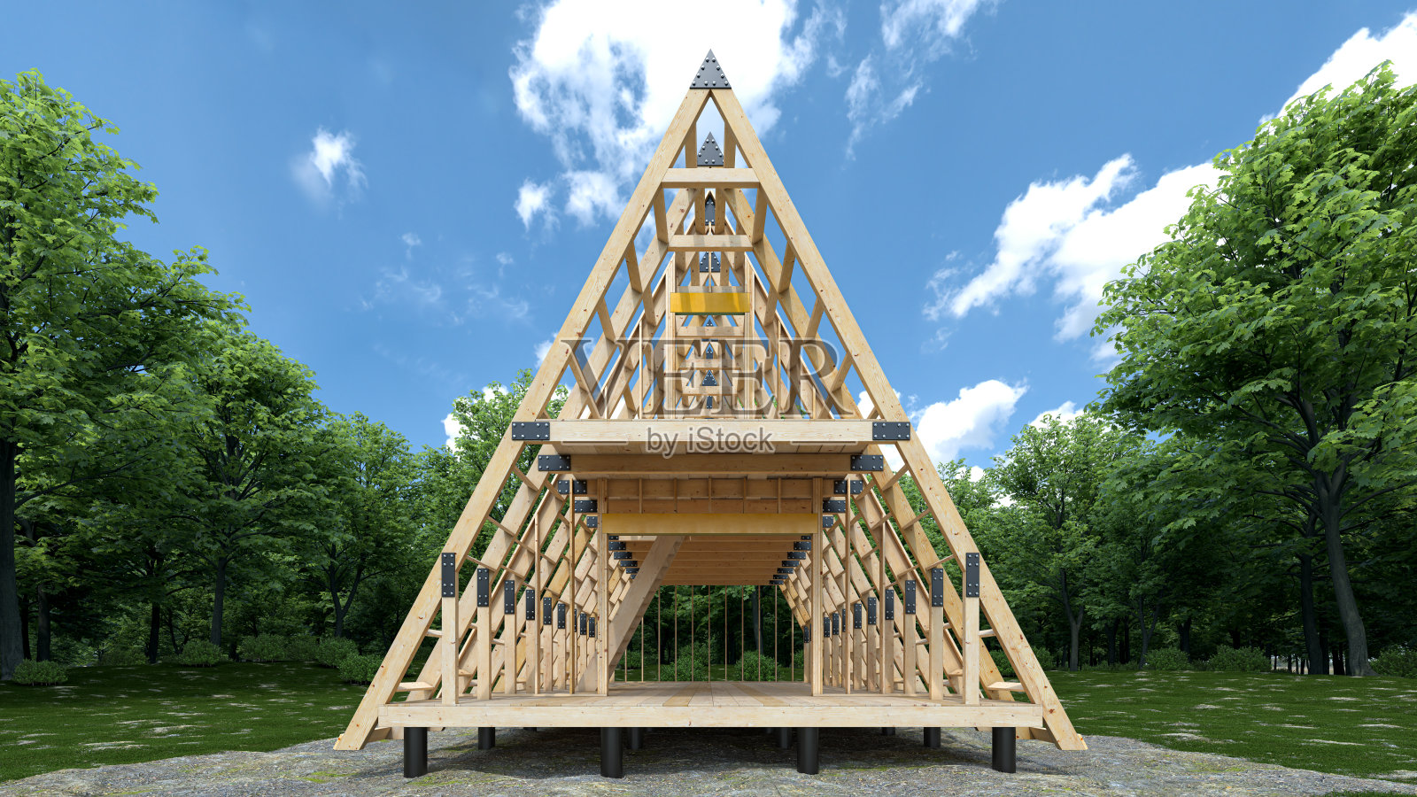 框架房屋结构。三维演示照片摄影图片