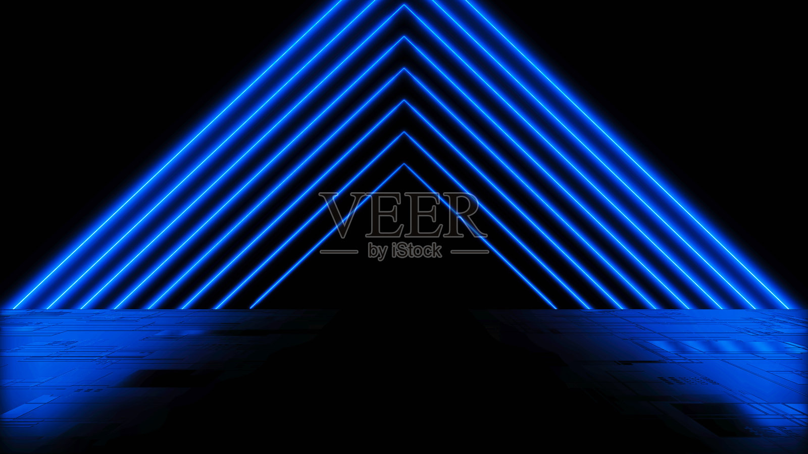 火焰循环动画。湿沥青，夜景。炽热的倒影映在混凝土地板上。夜空的舞台，工作室。黑暗抽象背景。3 d渲染。照片摄影图片