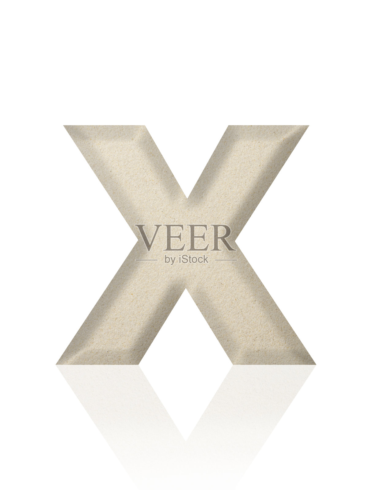 孤立的三维平面砂字母X在白色背景照片摄影图片