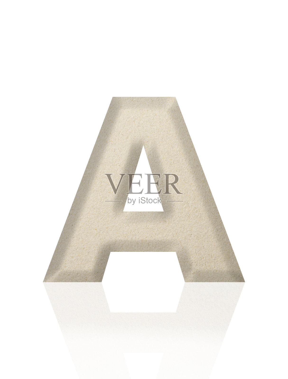 孤立的三维平面沙在白色背景上的字母A照片摄影图片