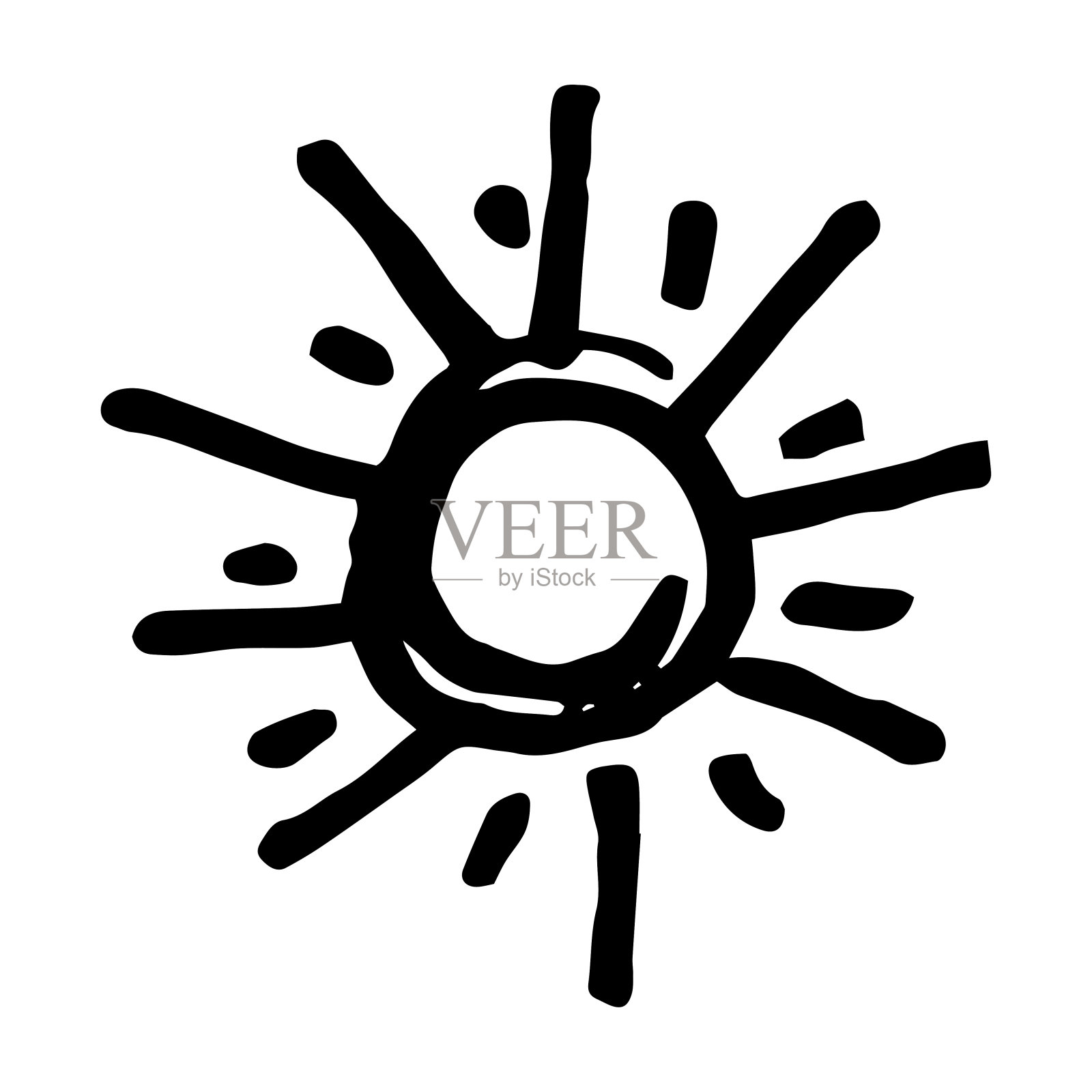 手绘太阳涂鸦。矢量插图的太阳爆发卡通插画图片素材