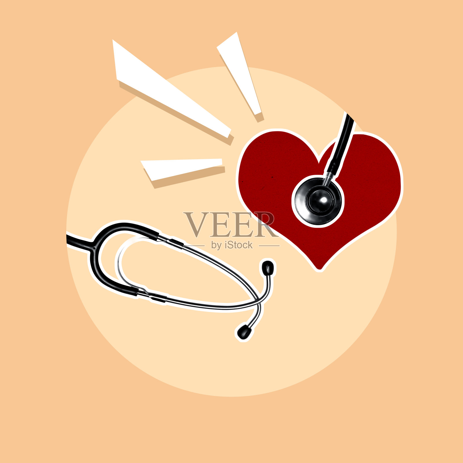 心脏和听诊器在一起照片摄影图片