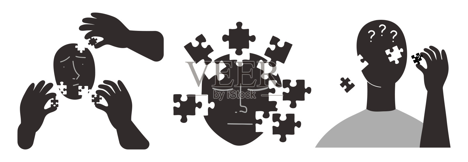 阿尔茨海默病概念集。痴呆。矢量插图。插画图片素材