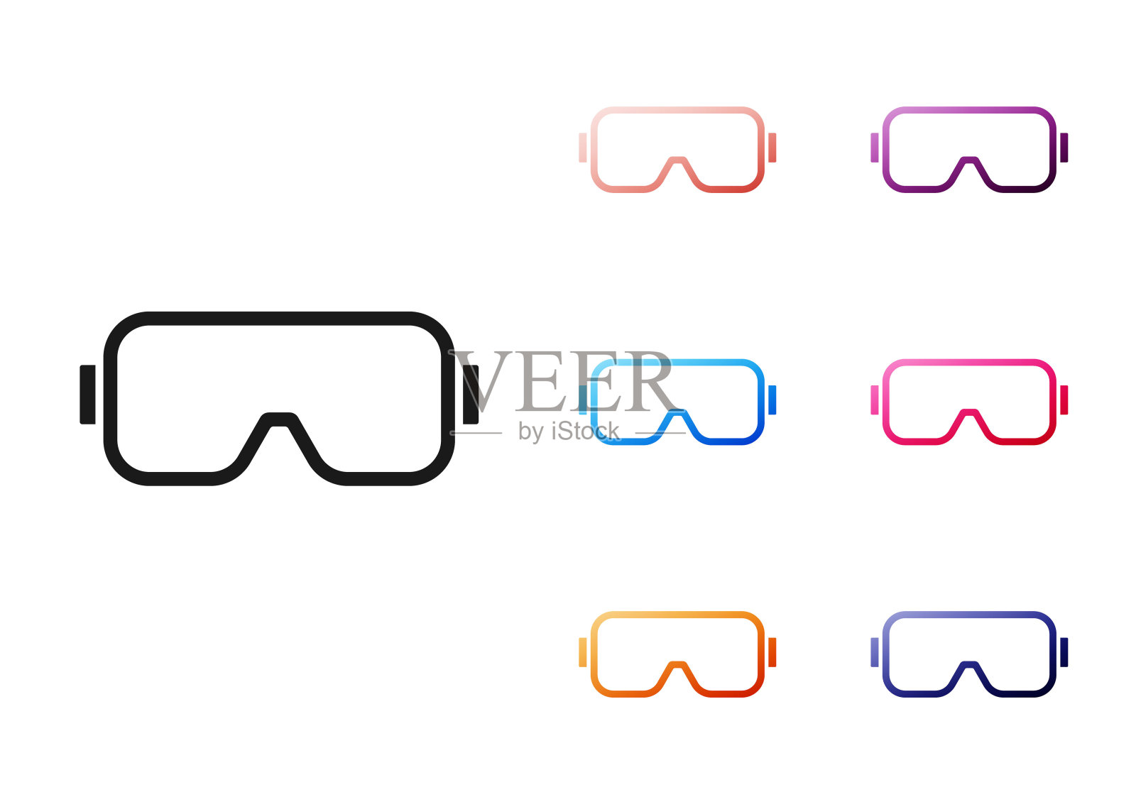 黑色潜水面罩图标孤立的白色背景。极限运动。水下潜水设备。设置图标彩色。向量插画图片素材