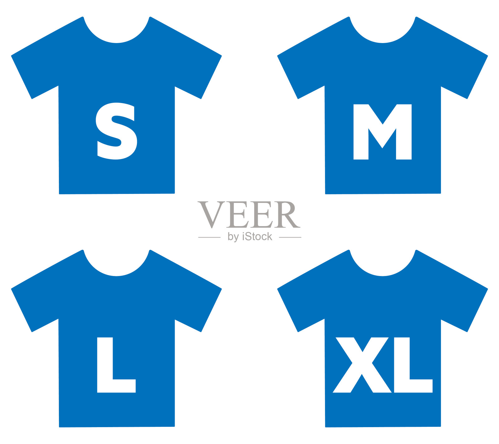 蓝色图标为t恤尺寸指示插画图片素材