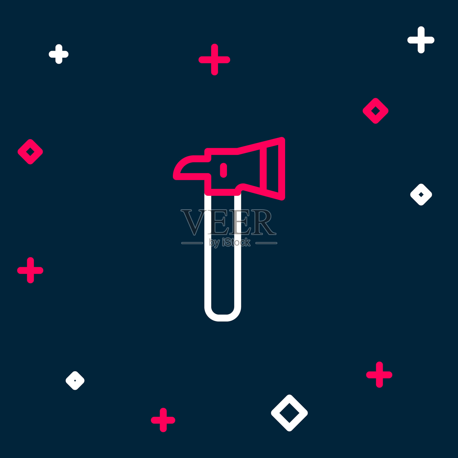 线消防员斧头图标孤立的蓝色背景。消防斧。色彩缤纷的轮廓概念。向量插画图片素材