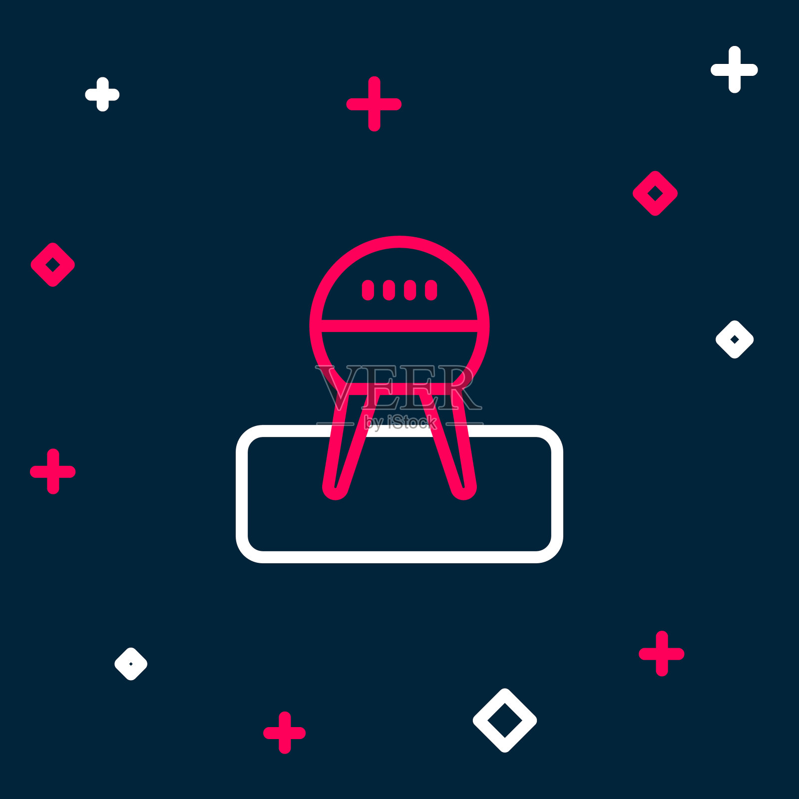 线烧烤图标孤立的蓝色背景。烧烤派对。色彩缤纷的轮廓概念。向量插画图片素材