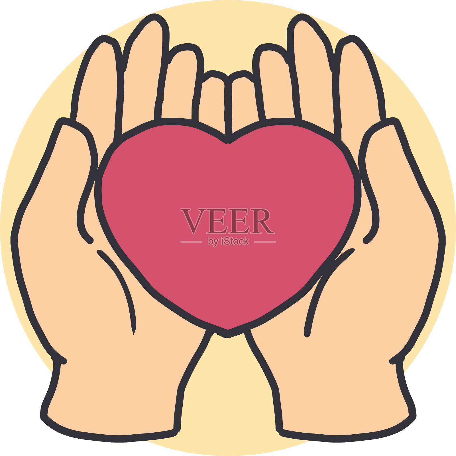 情感的象征，张开手，分享爱的矢量插画图片素材