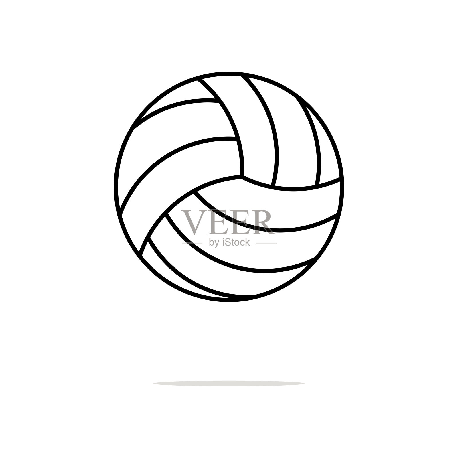 排球图标矢量和符号隔离在白色背景上。插画图片素材