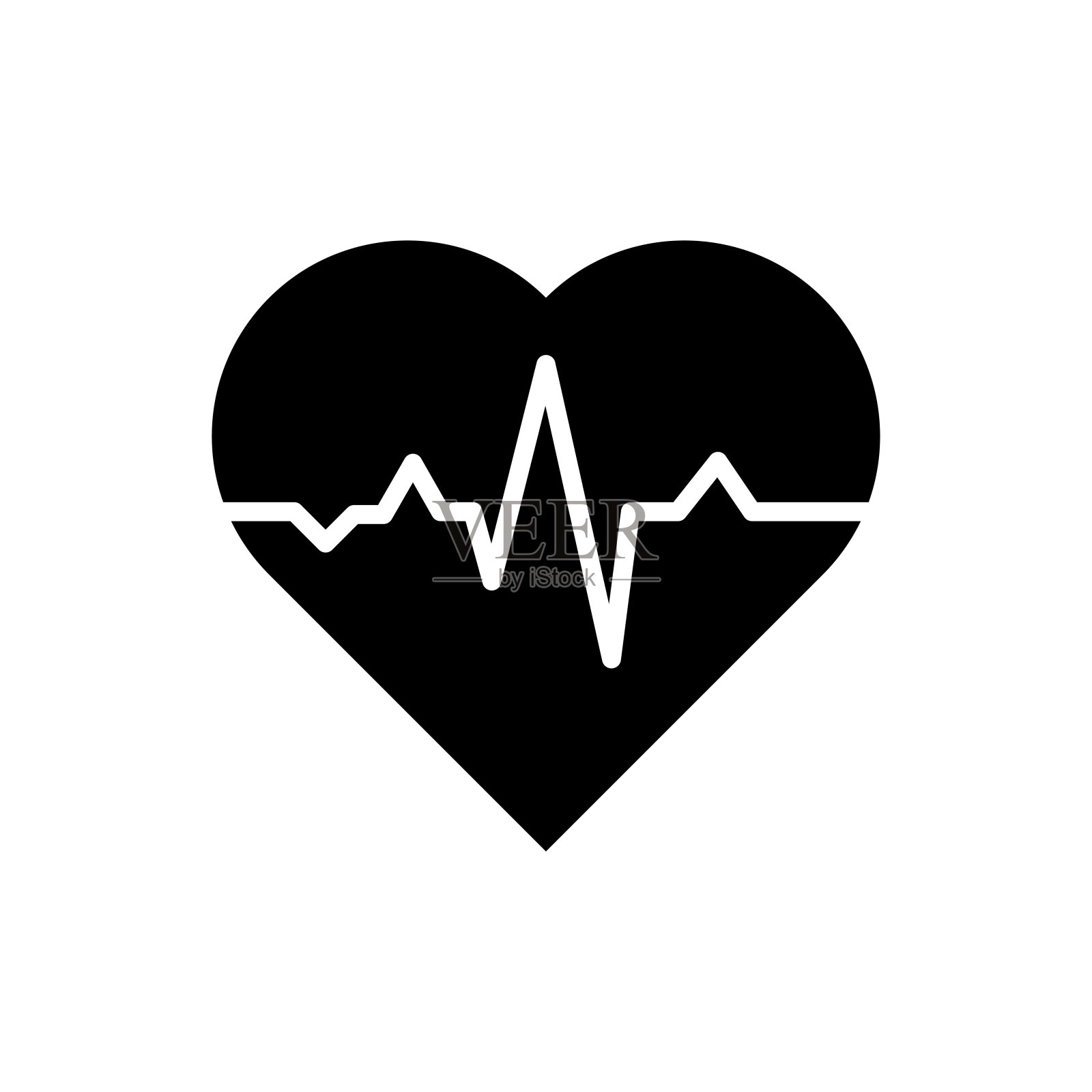 心跳符号图标设计向量。医疗标志符号。可编辑的中风。黑色的字形矢量图标。插画图片素材