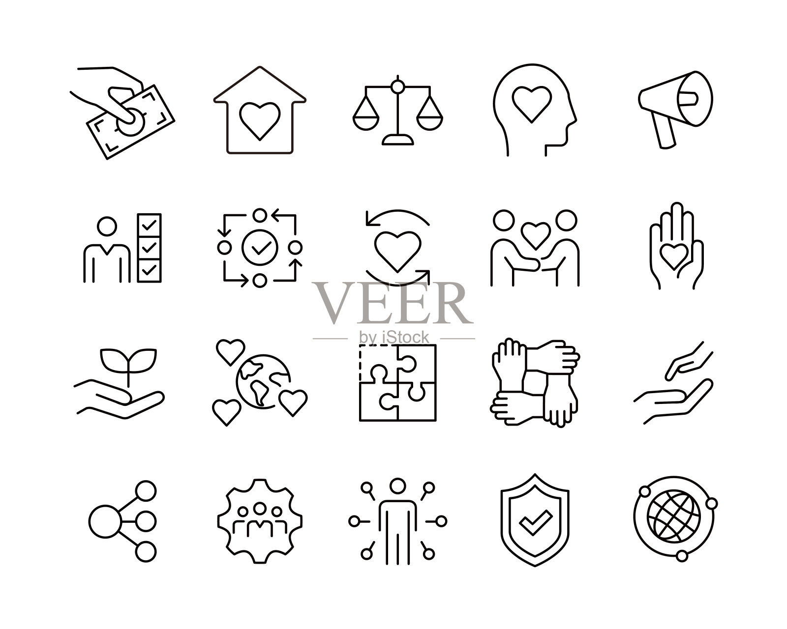 社会责任图标-矢量线图标插画图片素材