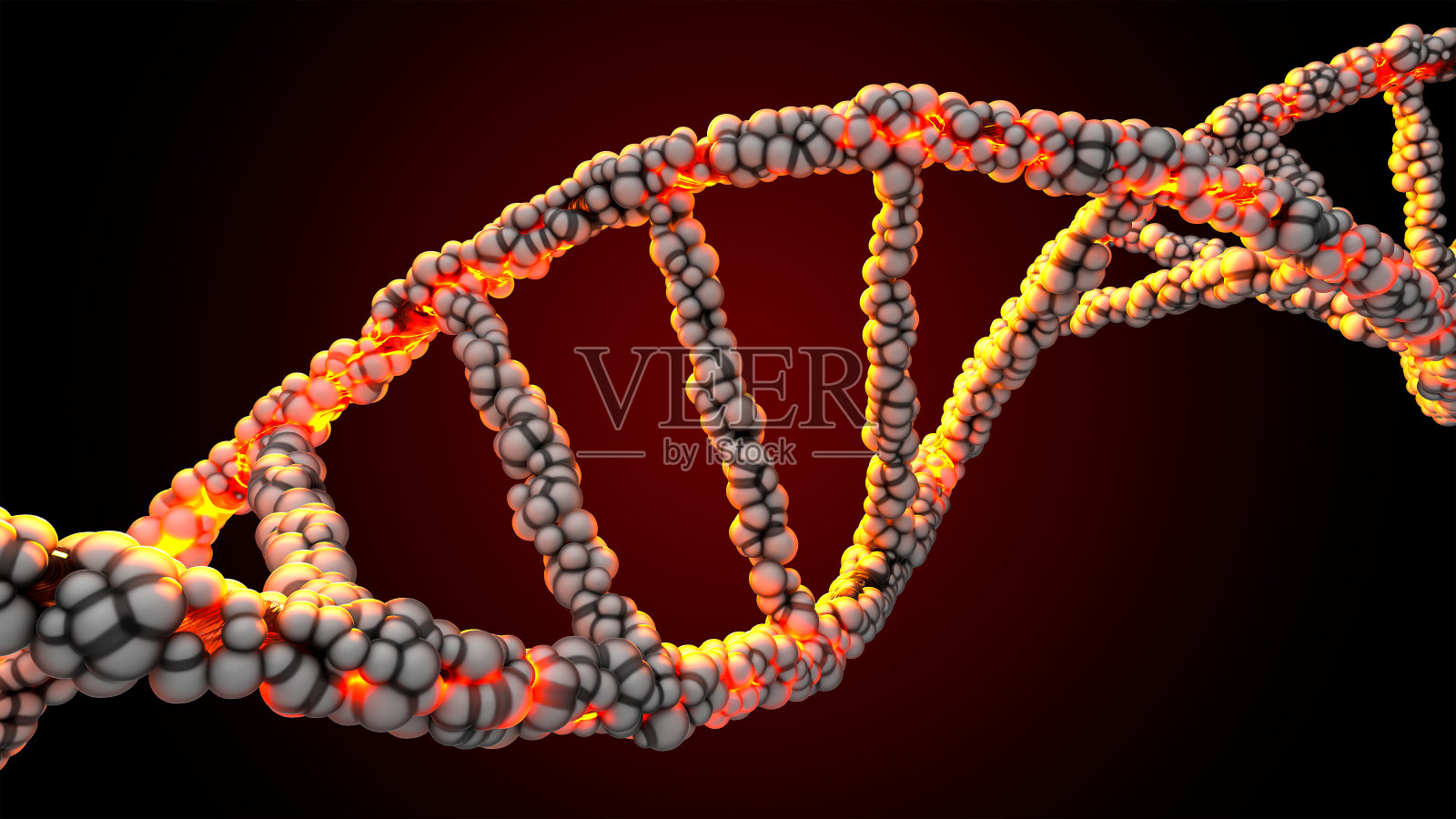 深色背景上的DNA双螺旋图。可用于教育、科学或化妆品行业背景。科学与遗传信息概念设计。元素和剪辑路径。照片摄影图片