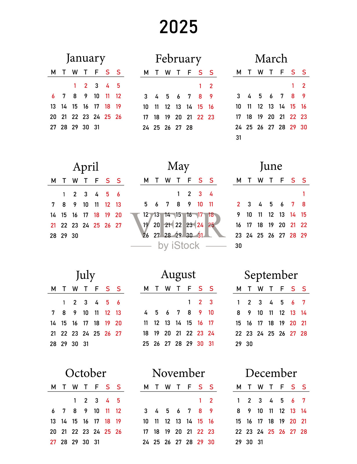 新西兰日历2025英文版插画图片素材